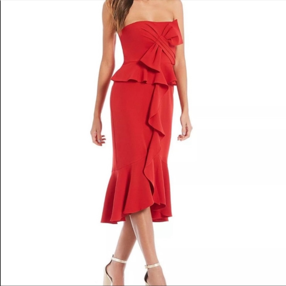 Gianni Bini Red Strapless Ruffle Dress